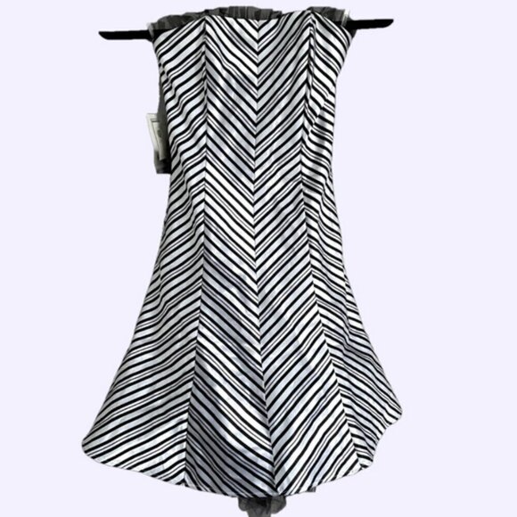 Vintage Jessica McClintock for Gunne Sax Chevron Strapless Mini Dress - 1 🇺🇸 - Picture 2 of 11
